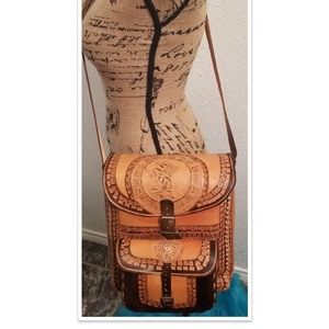Crossbody Leather hand tooled Bag